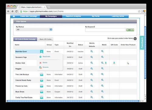 View QR codes by draft status