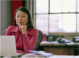 Small business owner at her computer